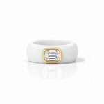 Rings 14K gold Silicone Stretch Bezel Set Emerald Cut Diamond Ring, 1-1.2 cts , Lab Grown