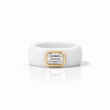 Rings 14K gold Silicone Stretch Bezel Set Emerald Cut Diamond Ring, 1-1.2 cts , Lab Grown