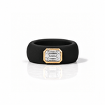 Rings 14K gold Silicone Stretch Bezel Set Emerald Cut Diamond Ring, 1-1.2 cts , Lab Grown