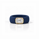 Rings 14K gold Silicone Stretch Bezel Set Emerald Cut Diamond Ring, 1-1.2 cts , Lab Grown