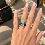 Rings 14K gold Silicone Stretch Bezel Set Emerald Cut Diamond Ring, 1-1.2 cts , Lab Grown, 5.7 mm Band