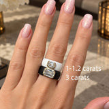 Rings 14K gold Silicone Stretch Bezel Set Emerald Cut Diamond Ring, 1-1.2 cts , Lab Grown, 5.7 mm Band