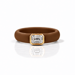 Rings 14K gold Silicone Stretch Bezel Set Emerald Cut Diamond Ring, 1-1.2 cts , Lab Grown, 5.7 mm Band