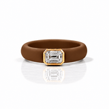 Rings 14K gold Silicone Stretch Bezel Set Emerald Cut Diamond Ring, 1-1.2 cts , Lab Grown, 5.7 mm Band