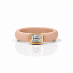 Rings 14K gold Silicone Stretch Bezel Set Emerald Cut Diamond Ring, 1-1.2 cts , Lab Grown, 5.7 mm Band