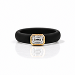 Rings 14K gold Silicone Stretch Bezel Set Emerald Cut Diamond Ring, 1-1.2 cts , Lab Grown, 5.7 mm Band