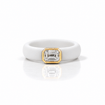 Rings 14K gold Silicone Stretch Bezel Set Emerald Cut Diamond Ring, 1-1.2 cts , Lab Grown, 5.7 mm Band