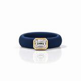 Rings 14K gold Silicone Stretch Bezel Set Emerald Cut Diamond Ring, 1-1.2 cts , Lab Grown, 5.7 mm Band