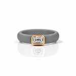 Rings 14K gold Silicone Stretch Bezel Set Emerald Cut Diamond Ring, 1-1.2 cts , Lab Grown, 5.7 mm Band