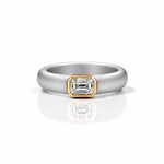 Rings 14K gold Silicone Stretch Bezel Set Emerald Cut Diamond Ring, 1-1.2 cts , Lab Grown, 5.7 mm Band