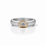 Rings 14K gold Silicone Stretch Bezel Set Emerald Cut Diamond Ring, 1-1.2 cts , Lab Grown, 5.7 mm Band
