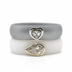 Rings 14K gold Silicone Stretch East West Bezel Set Pear Diamond Ring, 1-1.2 cts Lab Grown