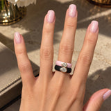 Rings 14K gold Silicone Stretch East West Bezel Set Pear Diamond Ring, 1-1.2 cts Lab Grown