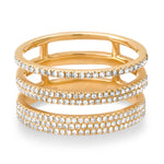 Rings 14K Gold Triple Micro-Pave Diamond Ring, Micro-Pave Bands, Pinky or Midi