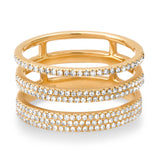 Rings 14K Gold Triple Micro-Pave Diamond Ring, Micro-Pave Bands, Pinky or Midi