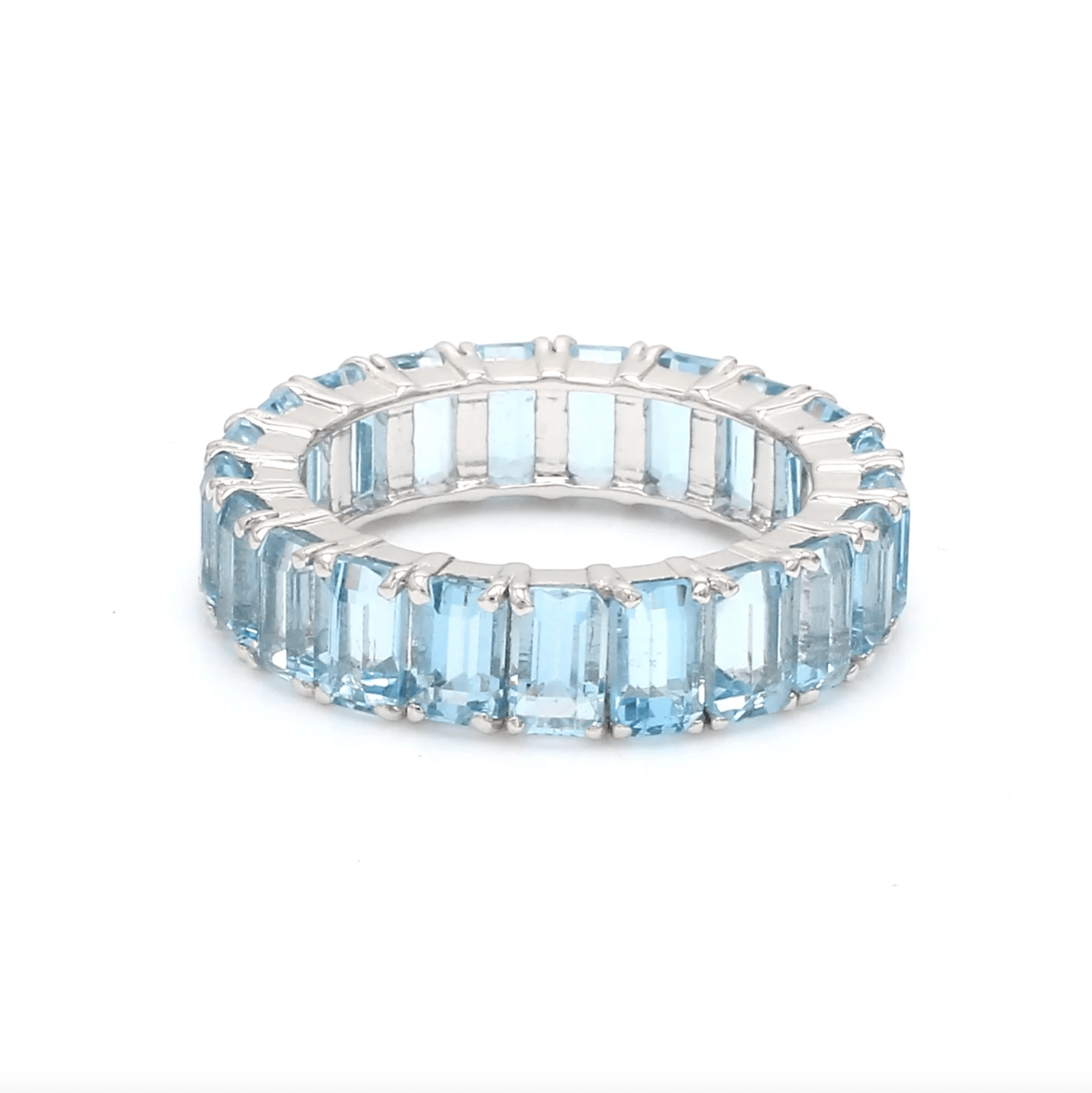 Rings 14K or 18K Gold Aquamarine Eternity Band