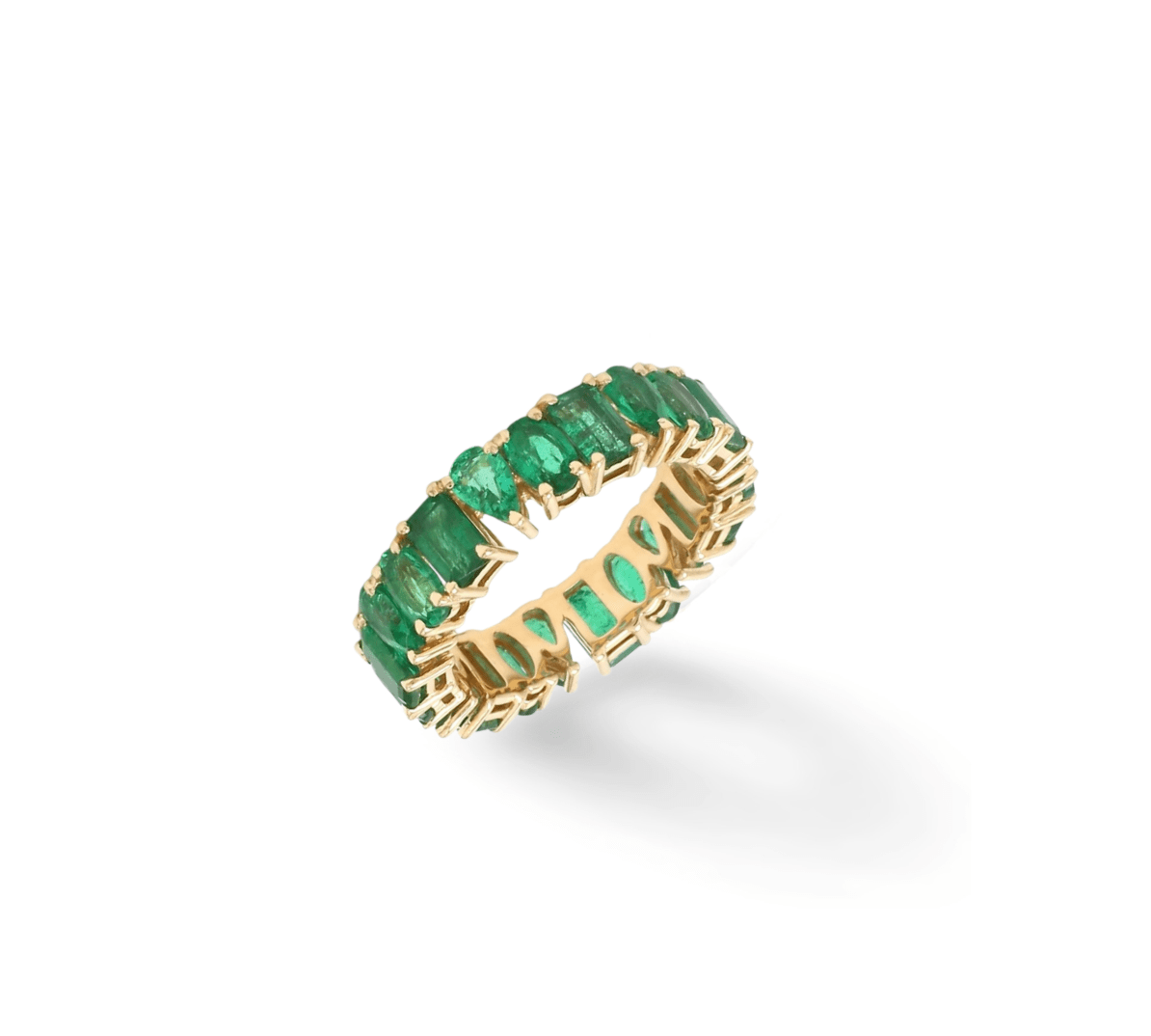Rings 14K or 18K Gold Emerald Multi-shape Eternity Band