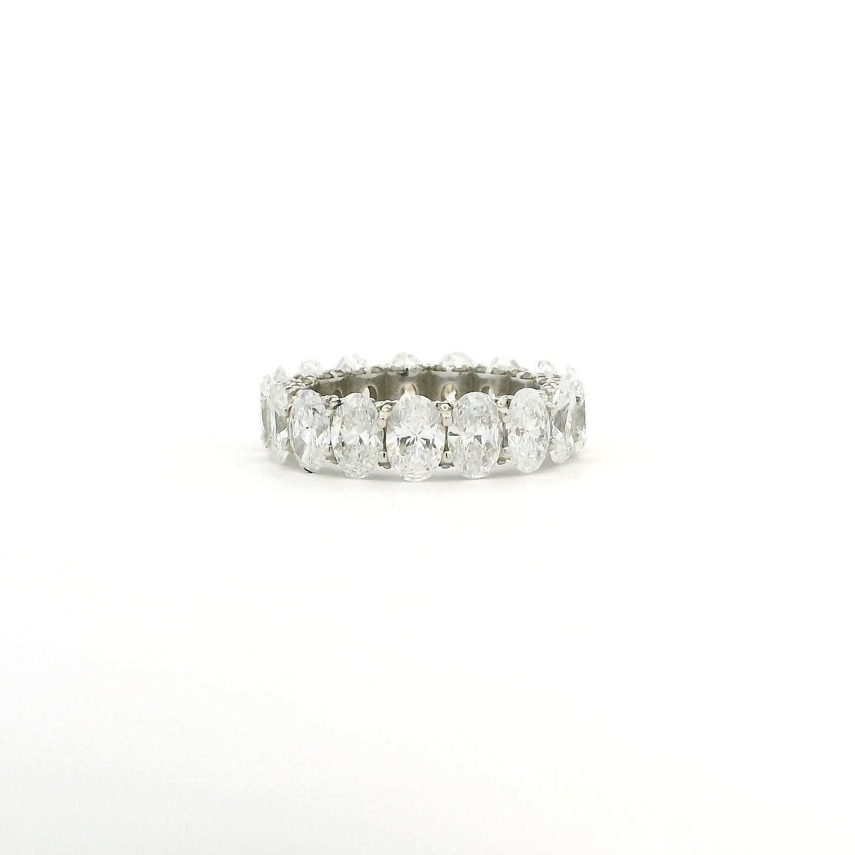 Rings 14K or 18K Gold Oval Diamond and Pave Diamond Eternity Band, Lab Grown
