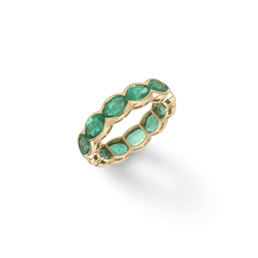 Rings 14K or 18K Gold Oval East West Bezel Set Eternity Band
