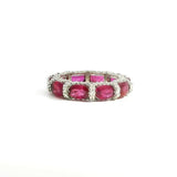 Rings 14K or 18K Gold Oval East West Ruby and Pave 360 Diamond Eternity Band