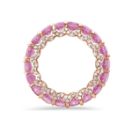 Rings 14K or 18K Gold Oval Pink Sapphire and Pave Diamond Eternity Band