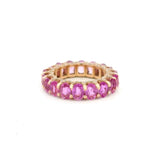 Rings 14K or 18K Gold Oval Pink Sapphire and Pave Diamond Eternity Band