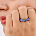 Rings 14K or 18K Gold Pave Blue Sapphire Eternity Band