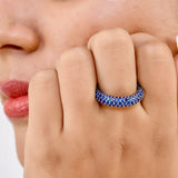 Rings 14K or 18K Gold Pave Blue Sapphire Eternity Band