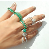 Rings 14K or 18K Gold Pave Emerald Eternity Band