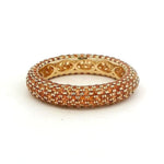 Rings 14K or 18K Gold Pave Orange Sapphire Inside Outside Dome Eternity Band