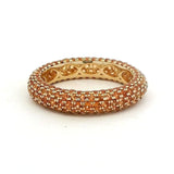 Rings 14K or 18K Gold Pave Orange Sapphire Inside Outside Dome Eternity Band