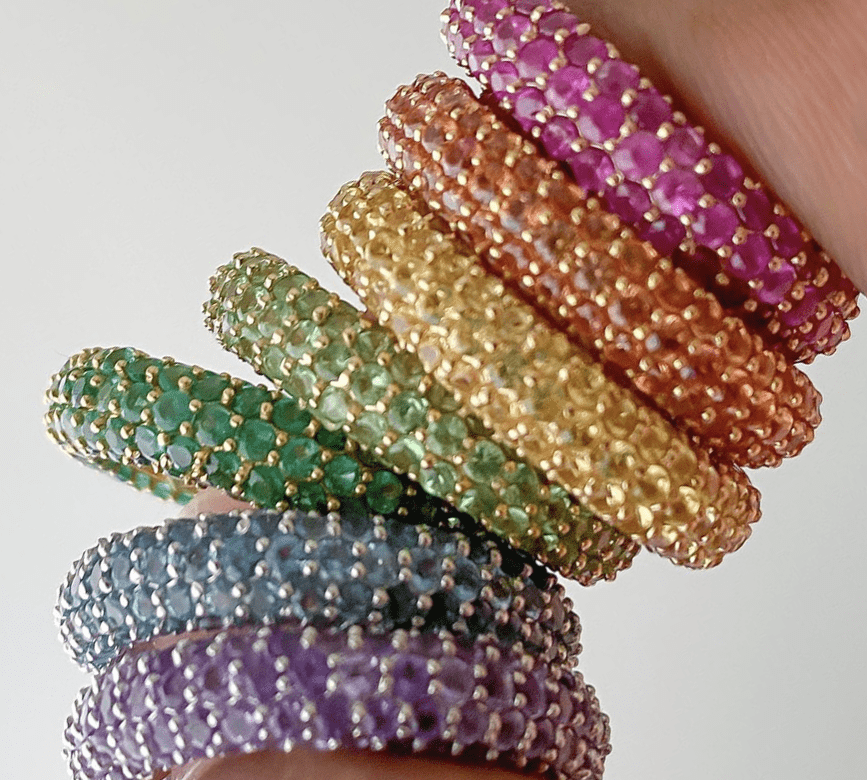 Rings 14K or 18K Gold Pave Ruby Eternity Band
