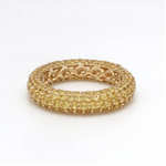 Rings 14K or 18K Gold Pave Yellow Sapphire Inside Outside Dome Eternity Band