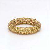 Rings 14K or 18K Gold Pave Yellow Sapphire Inside Outside Dome Eternity Band