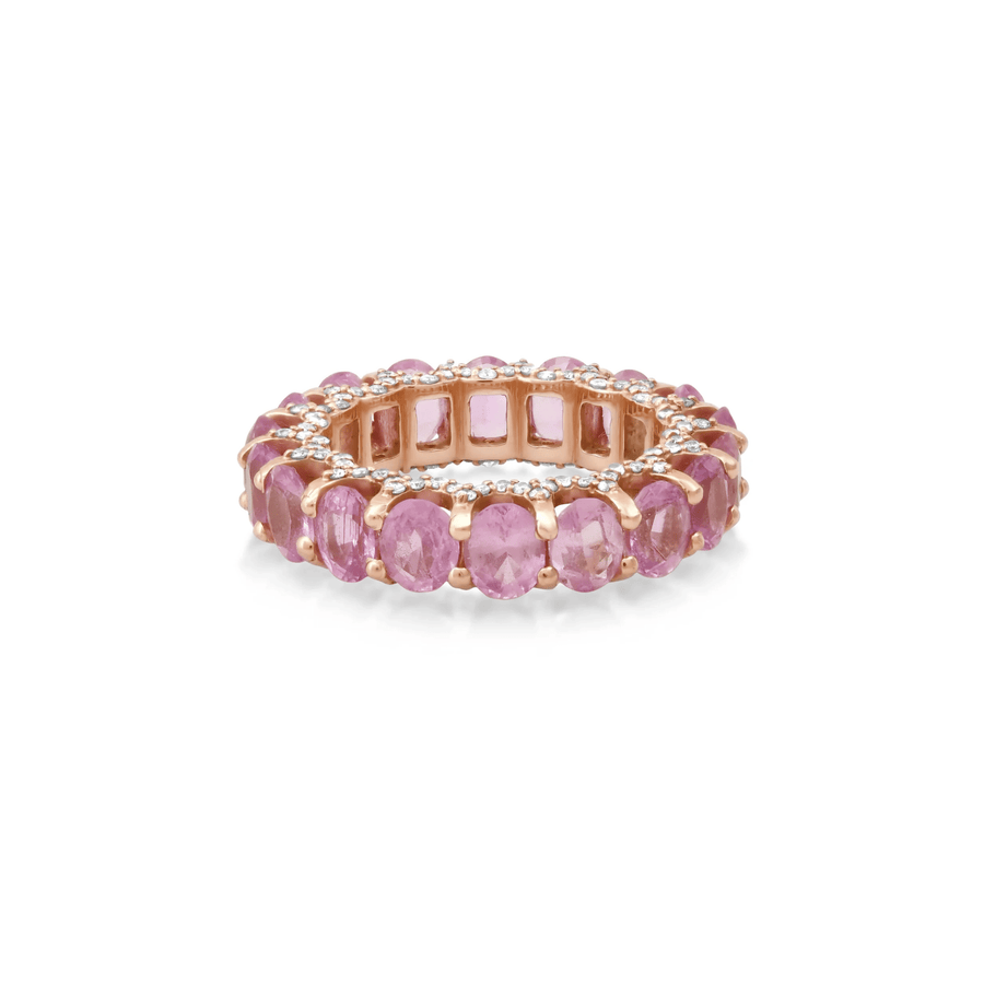Rings 14K or 18K Gold Pink Sapphire and Pave Diamond Eternity Band