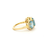 Rings 14K or 18K Gold Trio Aquamarine And Diamond Ring
