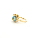 Rings 14K or 18K Gold Trio Aquamarine And Diamond Ring