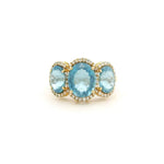 Rings 14K or 18K Gold Trio Aquamarine And Diamond Ring