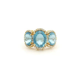 Rings 14K or 18K Gold Trio Aquamarine And Diamond Ring