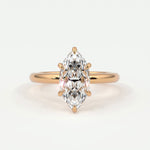 Rings 14K Rose Gold / 10.5 Marquise Cut Hidden Halo Gold Band
