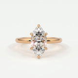 Rings 14K Rose Gold / 10.5 Marquise Cut Hidden Halo Gold Band