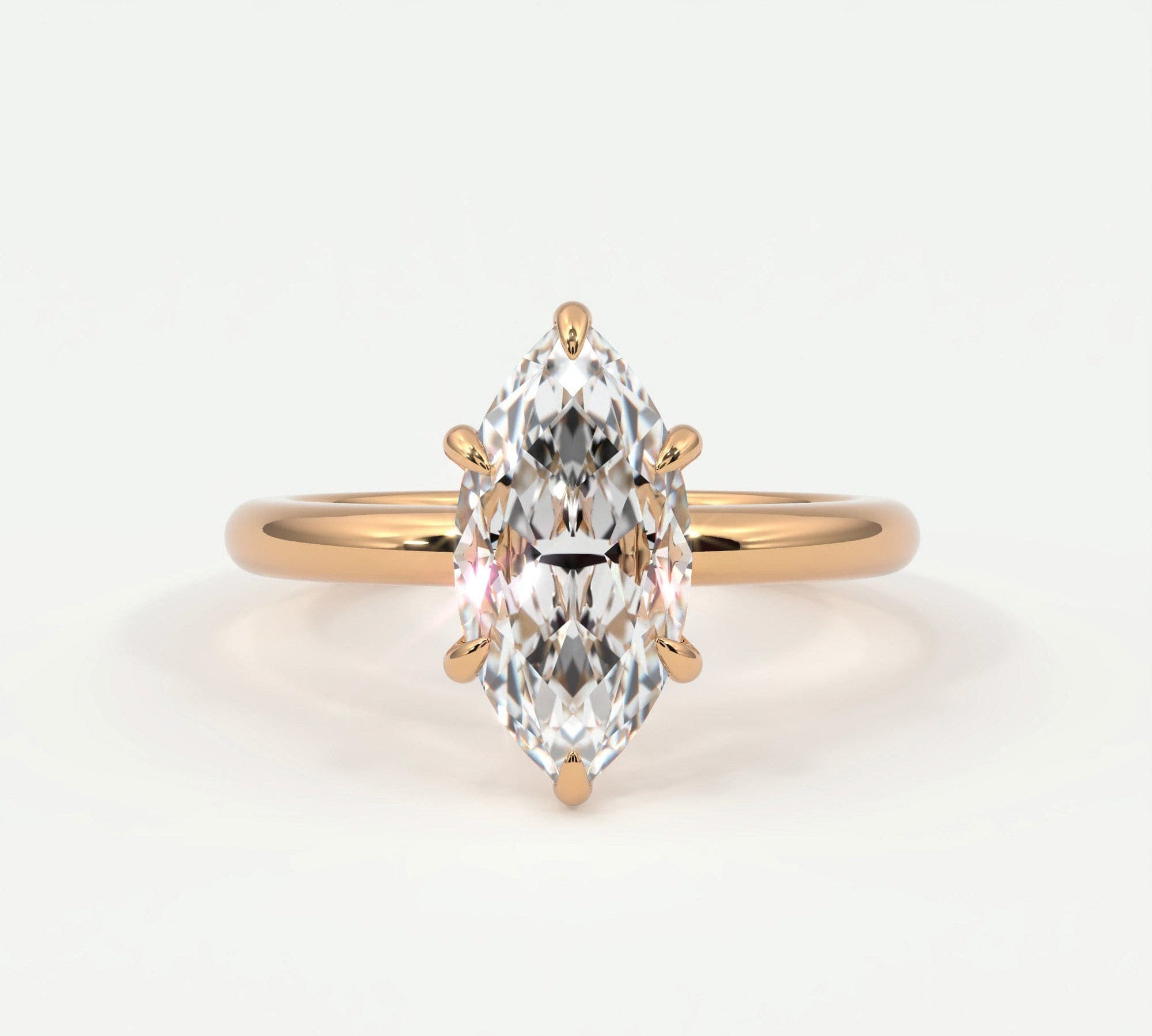 Rings 14K Rose Gold / 10.5 Marquise Cut Hidden Halo Gold Band