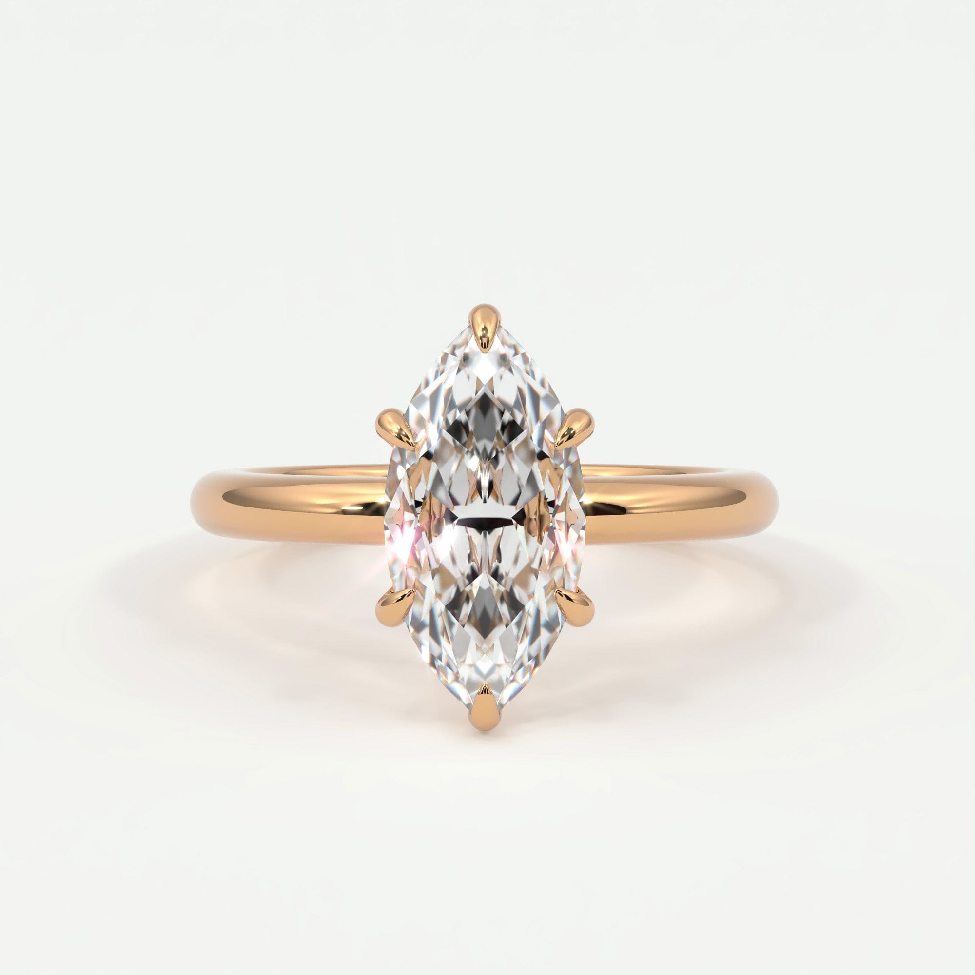 Rings 14K Rose Gold / 10.5 Marquise Cut Hidden Halo Gold Band