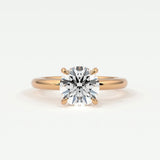 Rings 14K Rose Gold / 10.5 Round Brilliant Cut Pave Diamond Hidden Halo, Gold Band