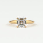 Rings 14K Rose Gold / 7 Asscher Cut Diamond Solitaire Band