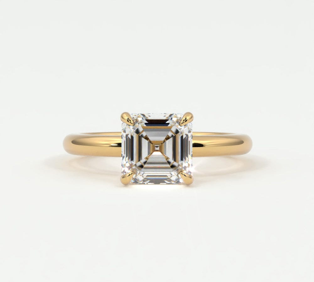 Rings 14K Rose Gold / 7 Asscher Cut Diamond Solitaire Band