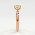 Rings 14K Rose Gold / 7 Asscher Cut Pave Diamond Hidden Halo, Gold Band
