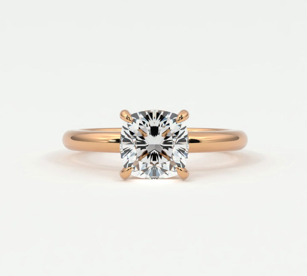 Rings 14K Rose Gold / 7 Cushion Cut Diamond Solitaire Band