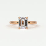 Rings 14K Rose Gold / 7 Emerald Cut Diamond Solitaire Band