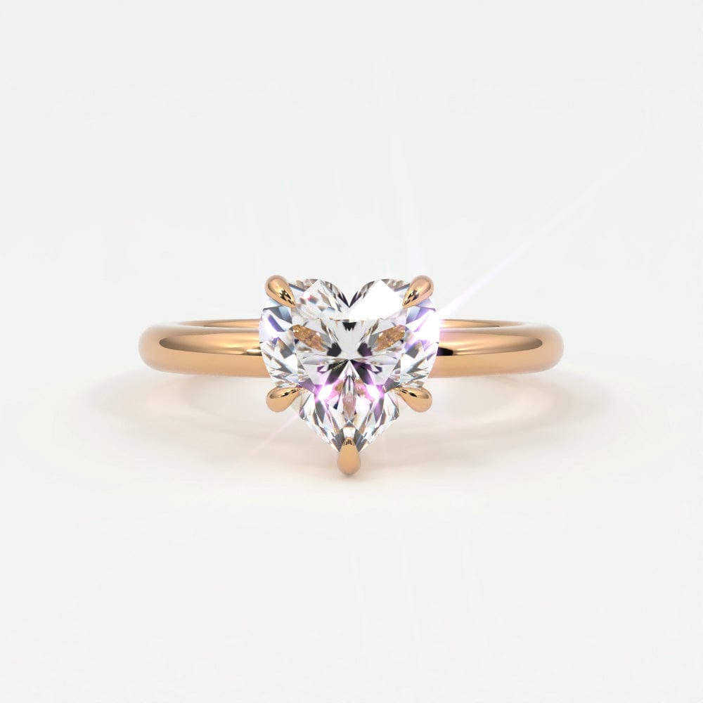 Rings 14K Rose Gold / 7 Heart Shape Diamond Solitaire Band